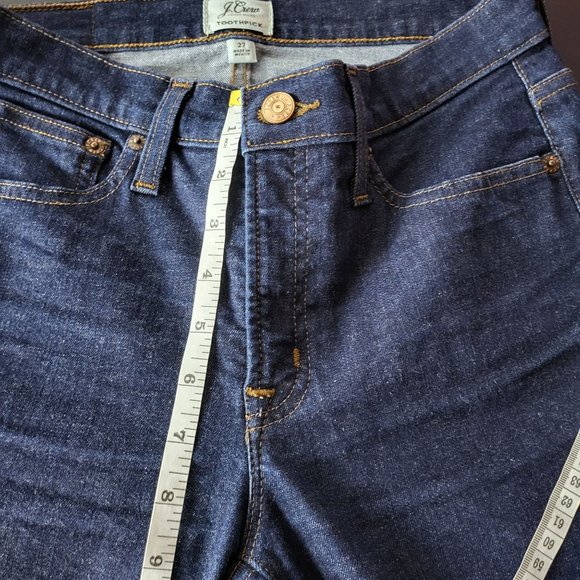 J. Crew Women's Toothpick Mid Rise Dark Wash Denim Blue Jeans Size 27 Casual - Picture 9 of 11